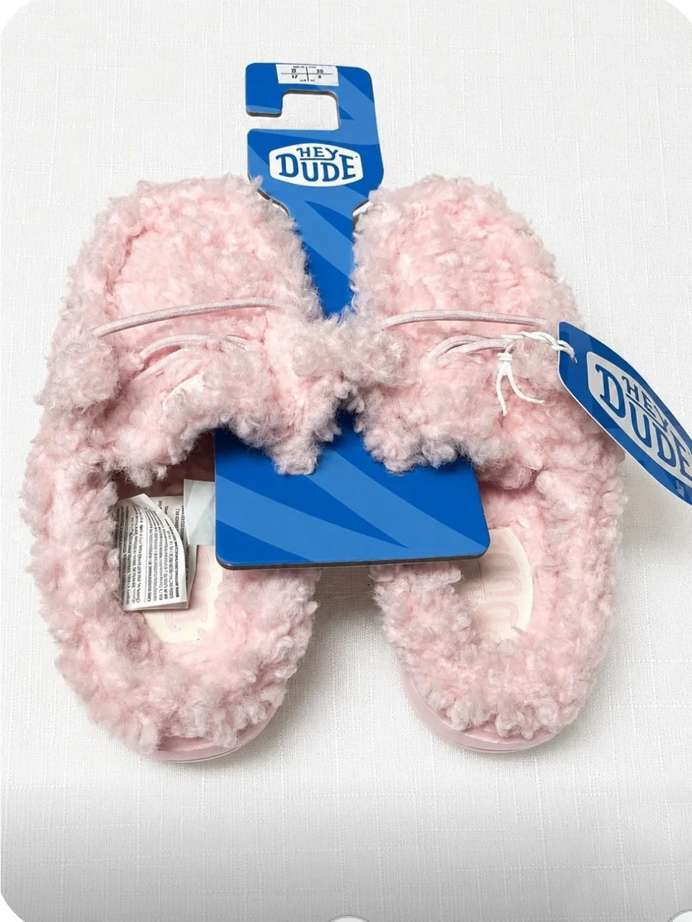 Hey Dude Kids Light Pink Fuzzy Slip-Ons